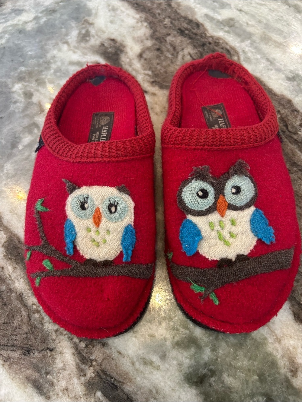 Haflinger Red Wool owl Slippers size 38 have wear